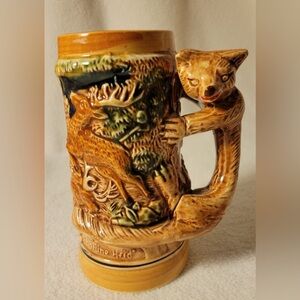 Vintage German Beer Stein with Fox Handle